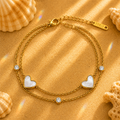 Brazalete Doble Corazón Nácar